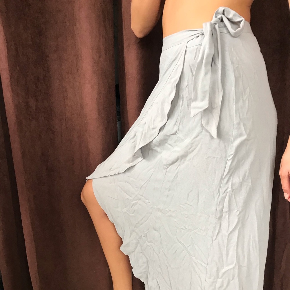 Gray chiffon wrap dress